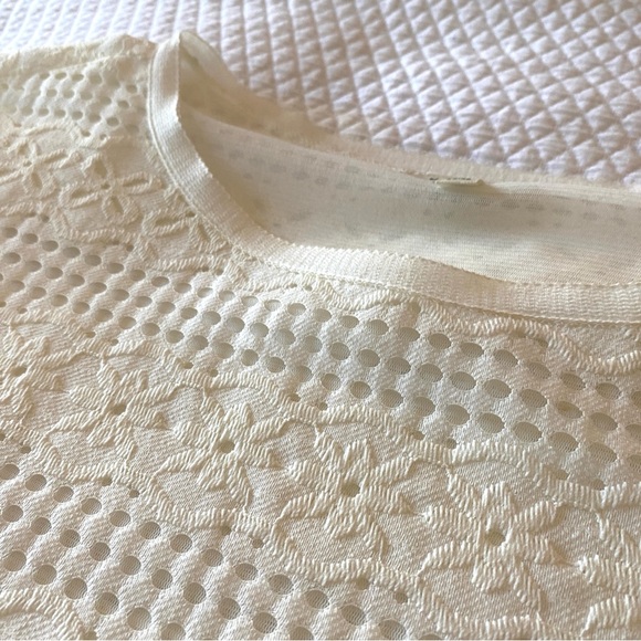 Max Studio Women Semi Sheer Ivory Long Sleeve Eyelet Blouse Size M - Picture 9 of 16